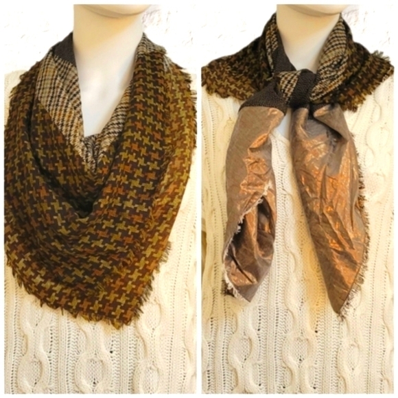 Echo Houndstooth Patchwork Preppy Academia Scarf - Picture 1 of 7